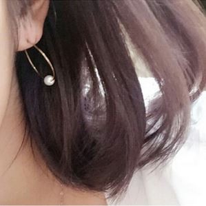 Anting Korea Fashion Simple Hoops Pearl