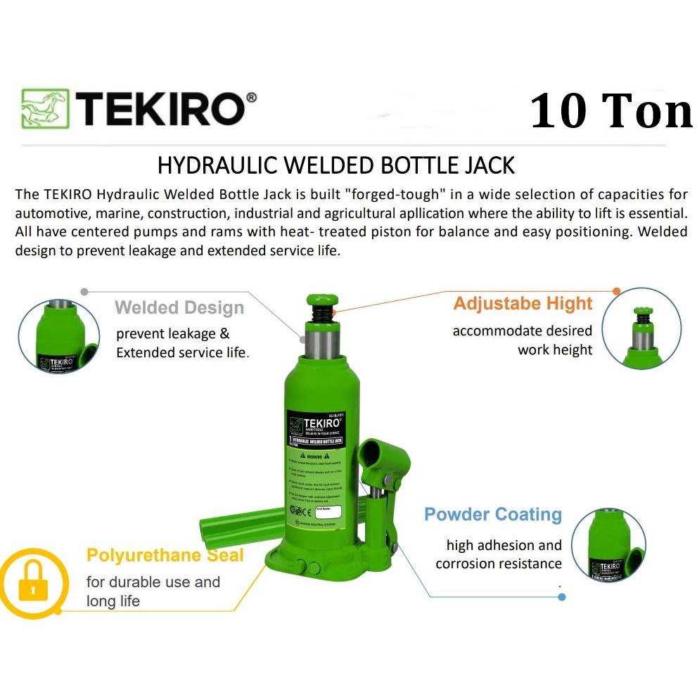 Tekiro Dongkrak Botol 10 Ton / Hydraulic Bottle Jack
