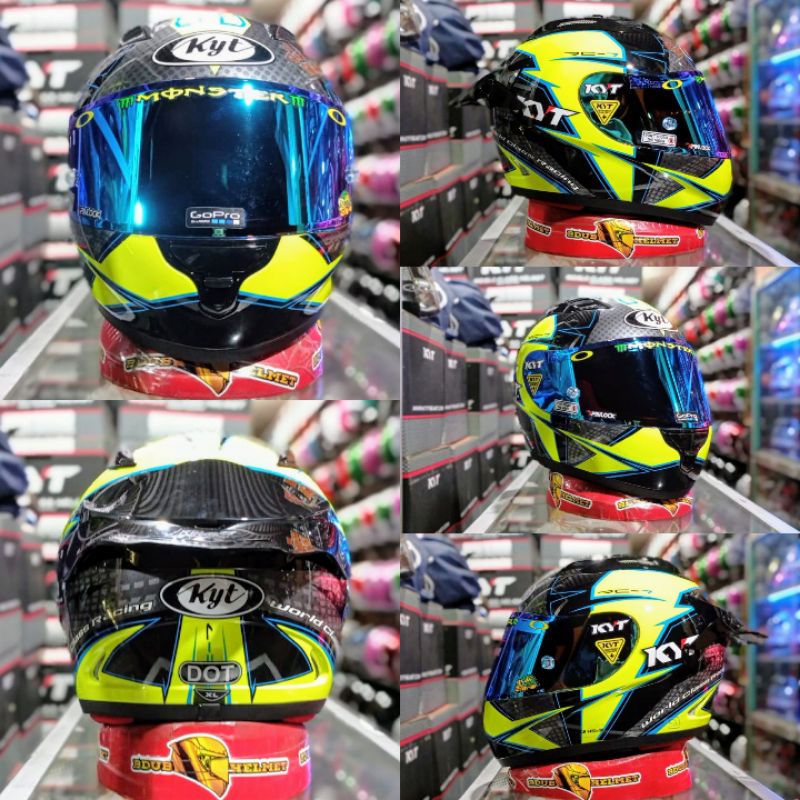 Helm full face KYT RC Seven Paket Ganteng Motif Visor Iridium Silver Stiker Set  Spoiler RC7-PAKET GANTENG NO-13