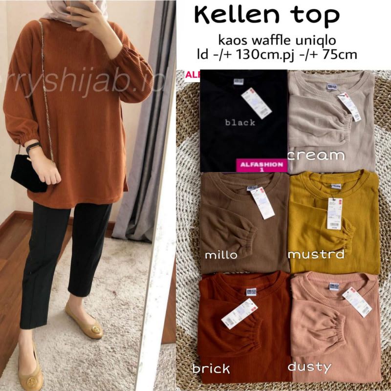 KELLEN TOP BY ALFASHION ATASAN BAHAN KAOS UNIQLO MELAR JUMBO  BIGSIZE TERLARIS
