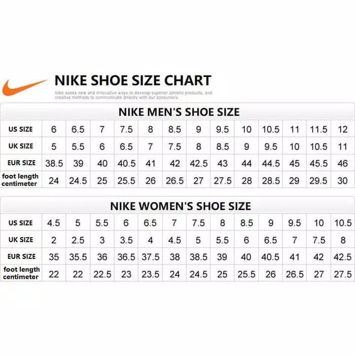 nike air max thea size chart