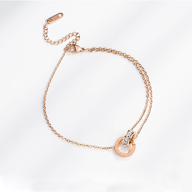 Korean Rose Gold Titanium Steel Anklet For Women