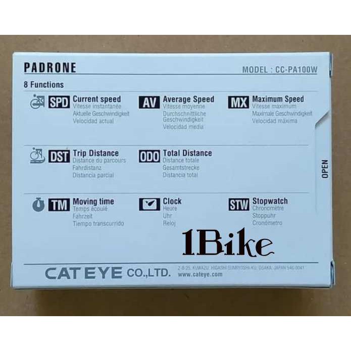 Cateye Padrone Wireless Warna Hitam 8 Function CC-PA100 | Speedometer