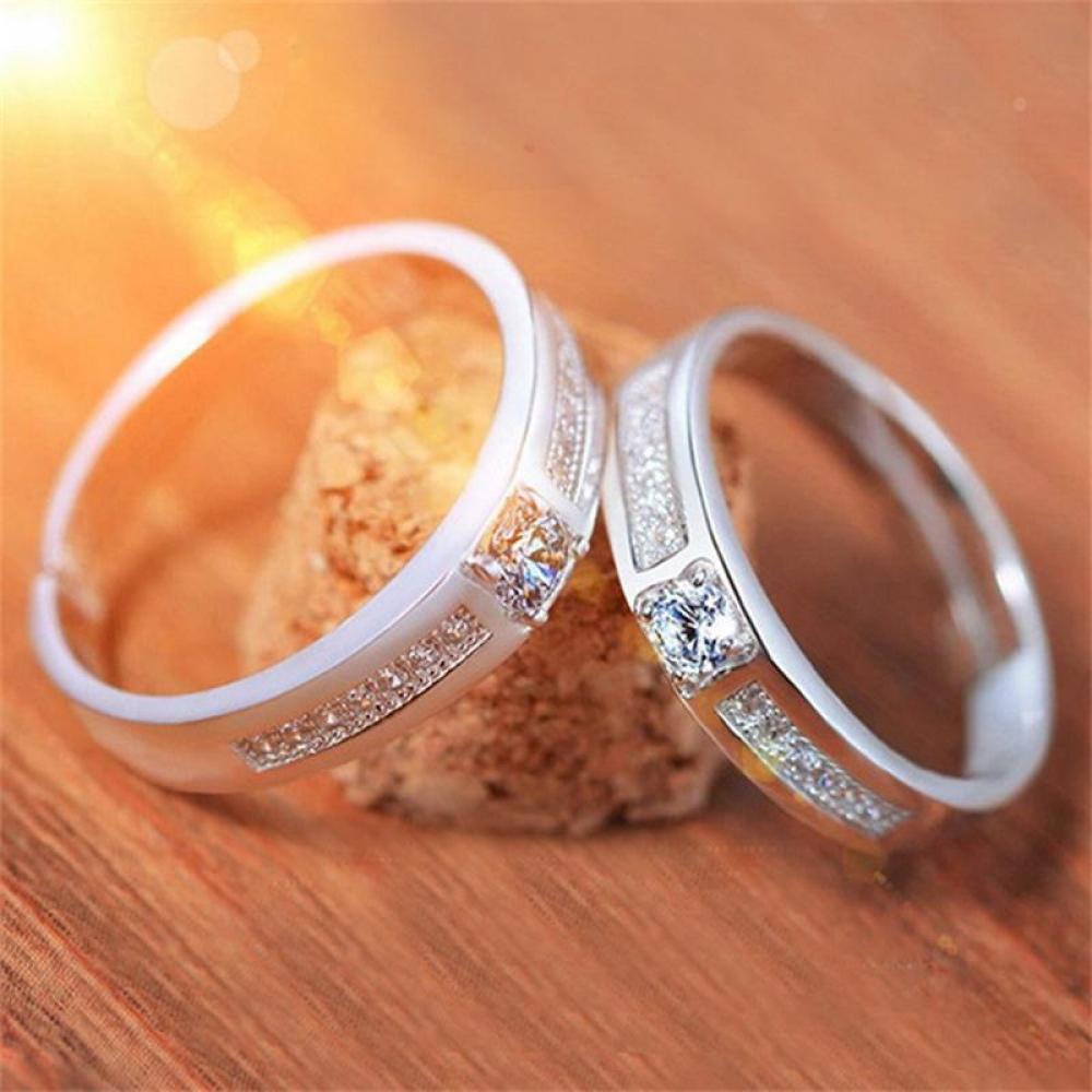 Preva Cincin Jari Wanita Pria Fashion Pembukaan Adjustable Lapis Perak Kristal