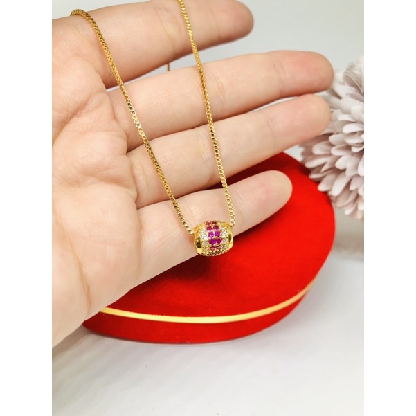 Kalung liontin merah delima emas Xuping