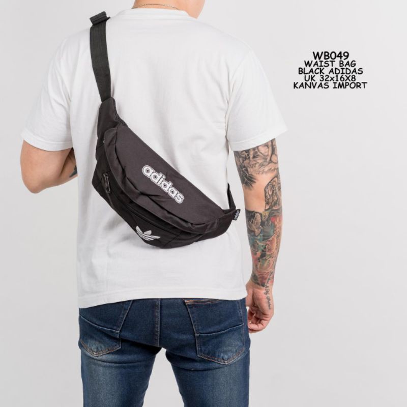 TAS WAISTBAG SELEMPANG UNISEX ADIDAS KANVAS HITAM