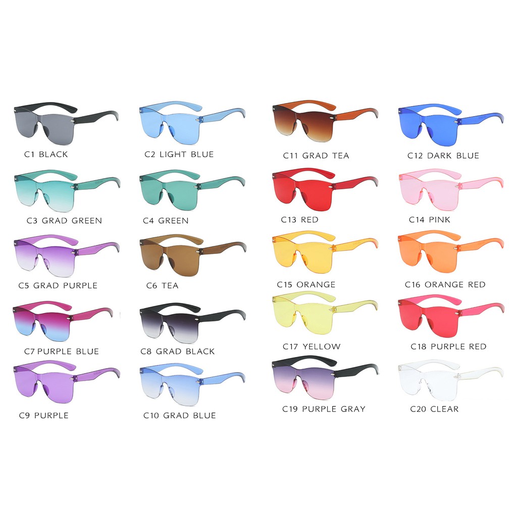 (YUZHU) Bayar di Tempat Trendy Oversized Candy Color Kacamata Hitam Wanita/Pria Square Sunglasses