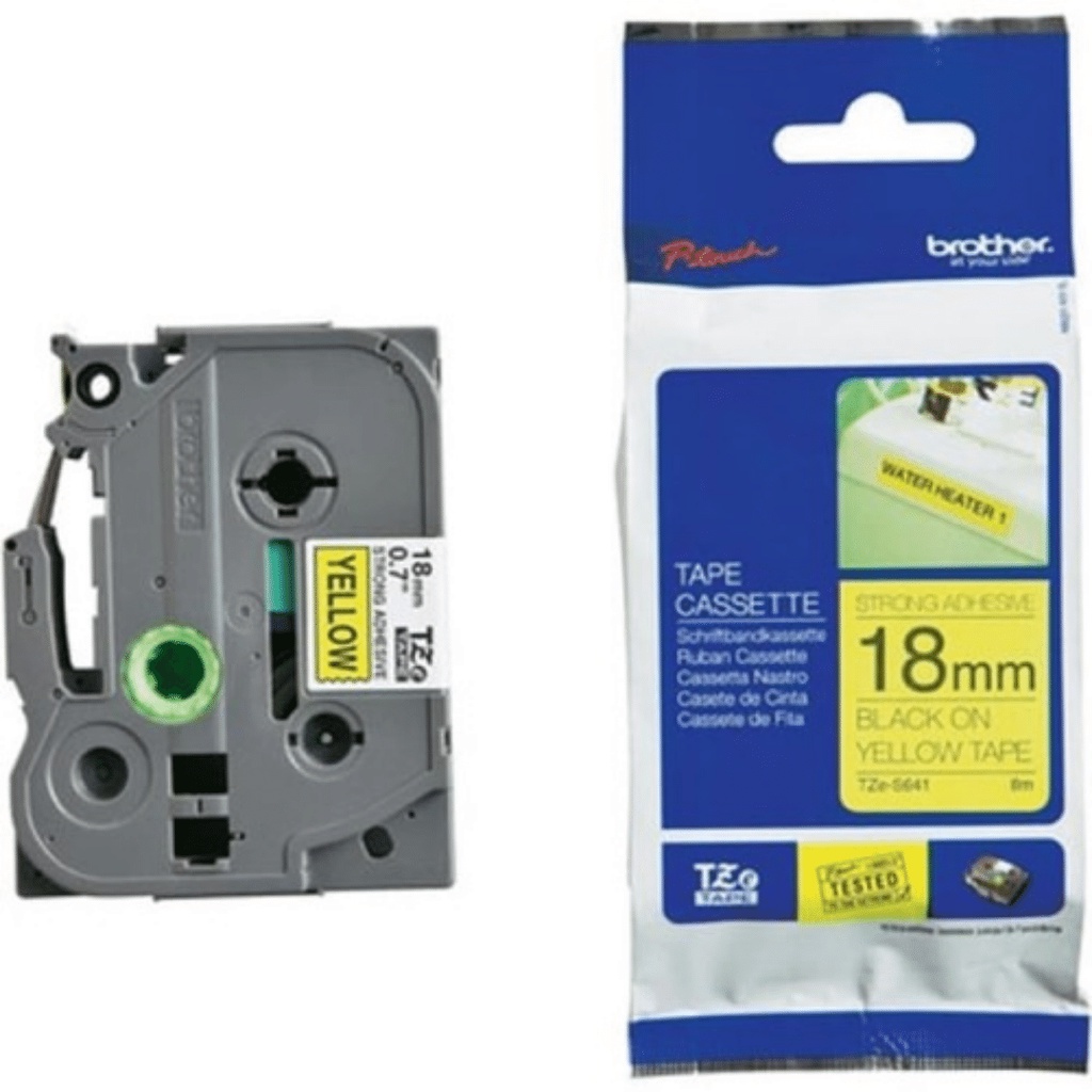 

BROTHER TZE-S641 STRONG ADHESSIVE, BLACK ON YELLOW, 18MM TZE S641 8MTR