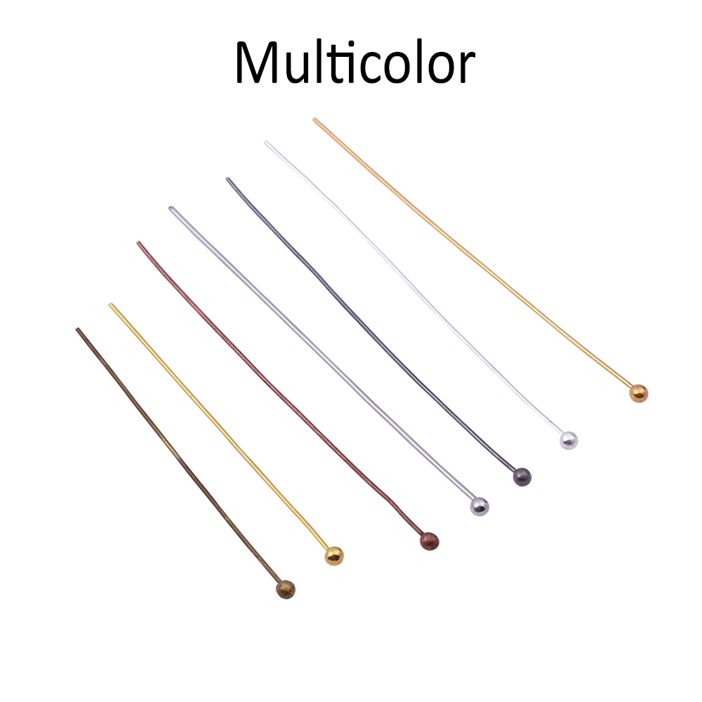 200pcs/pack 16 20 25 30 40 50 mm Muliticolor Metal Ball Head Pins For Diy Jewelry Making Head pins Findings Dia 0.5mm Supplies