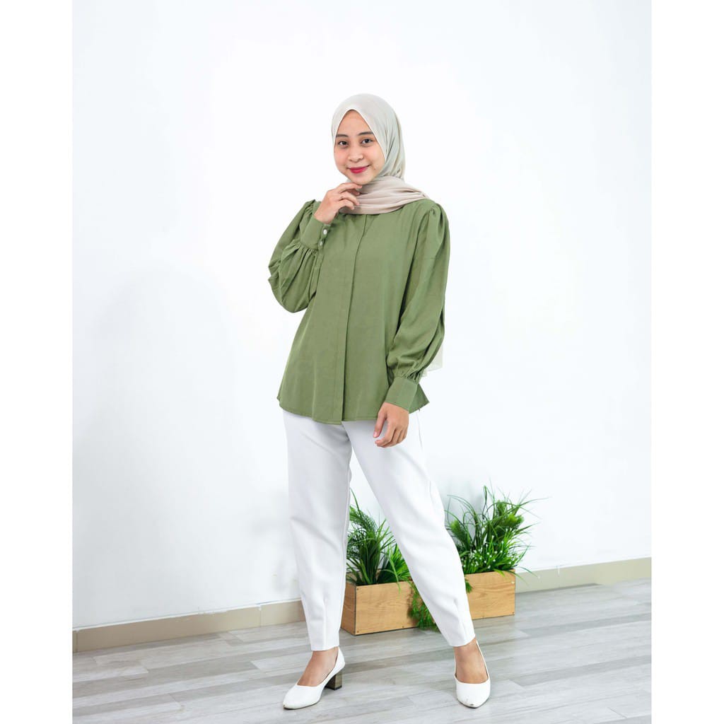 WANITA FASHION CLARISA BUTTON TOP BAJU ATASAN KEMEJA WANITA BLOUSE-1