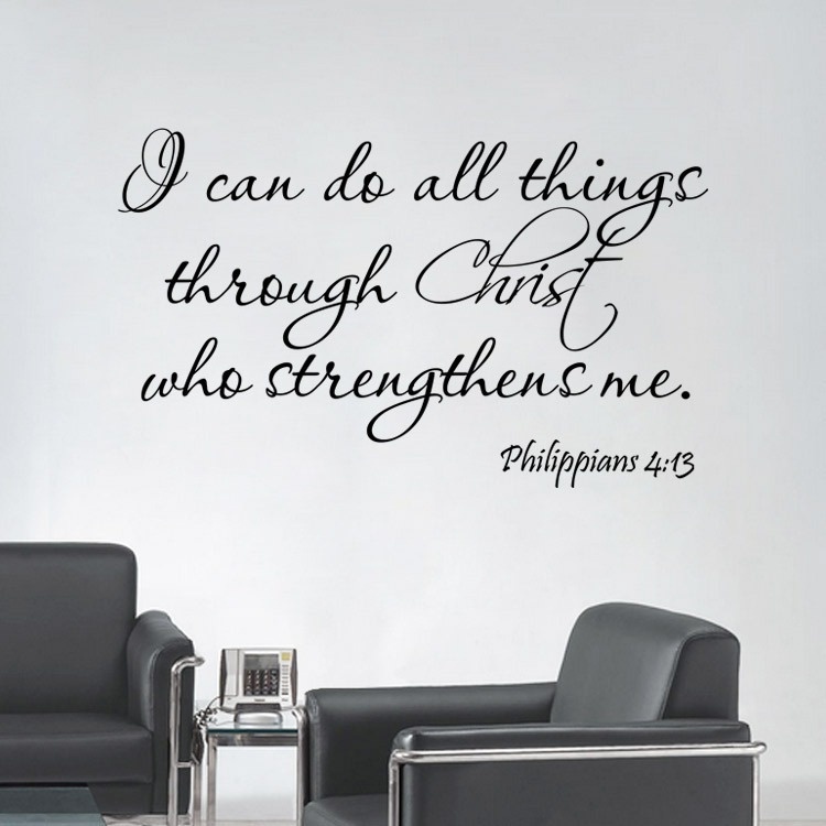 MARKAS - STC003 Sticker Dinding Quote Motivasi Through Christ