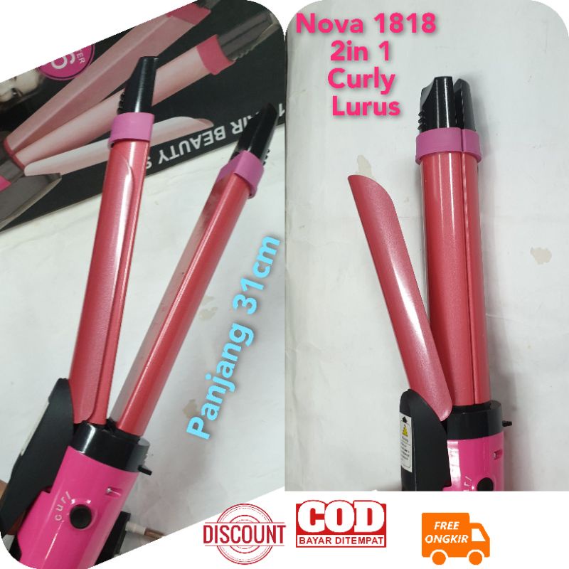 Alat Catokan Rambut Panjang Curly Keriting Lurus 2in1 Rebonding Nova 1818