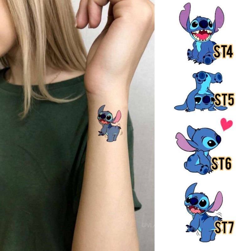 Tato Temporer Stitch kartun Stiker Tato Stitch Minimalis - ST