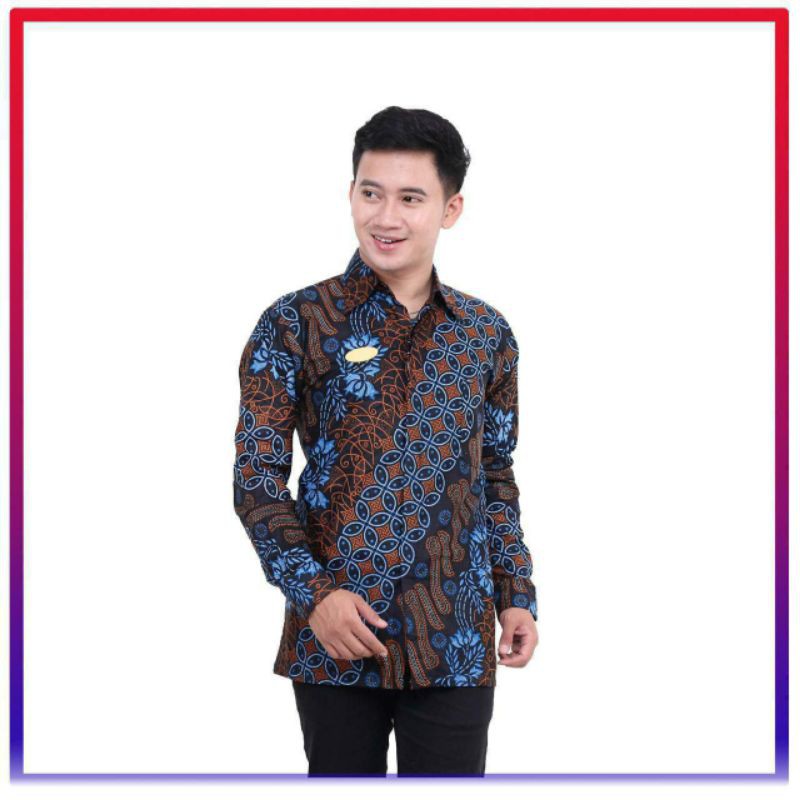 RUZZA Kemeja Batik Pria PPBTK07 Modern Lengan Panjang SERAGAM COUPLE