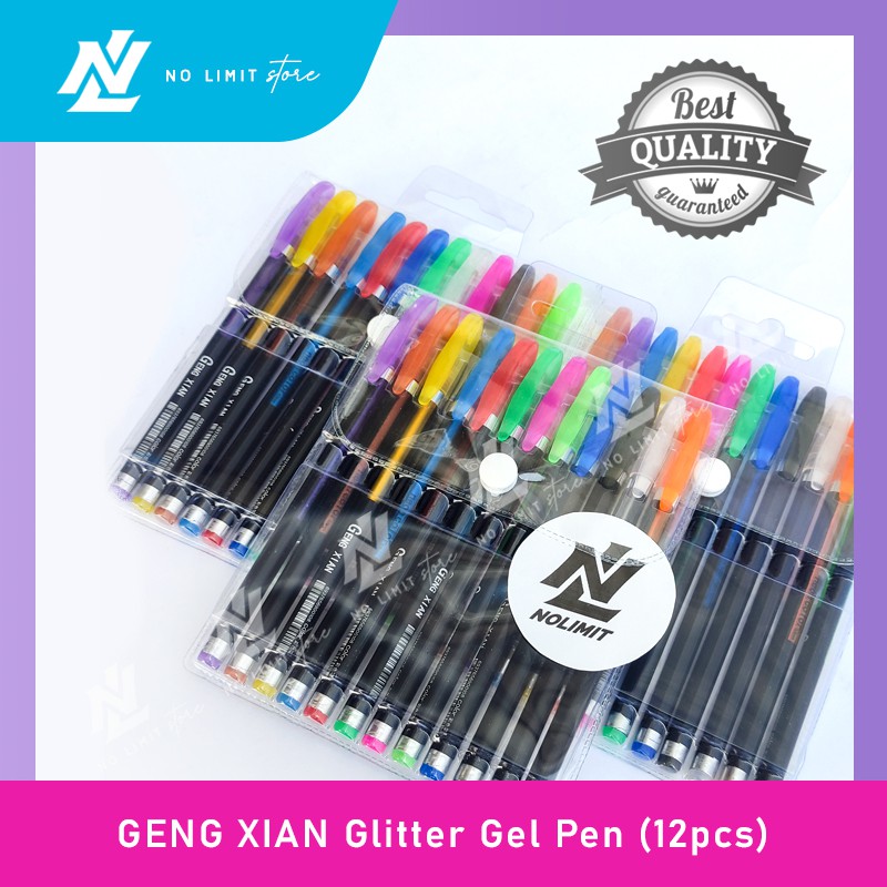

Gel Pen Glitter 12 Warna - Bolpen Pulpen Glitter