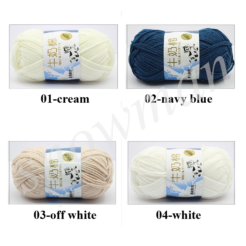 Benang rajut katun impor big ply/5 ply 50 g milk cotton yarn crochet yarn