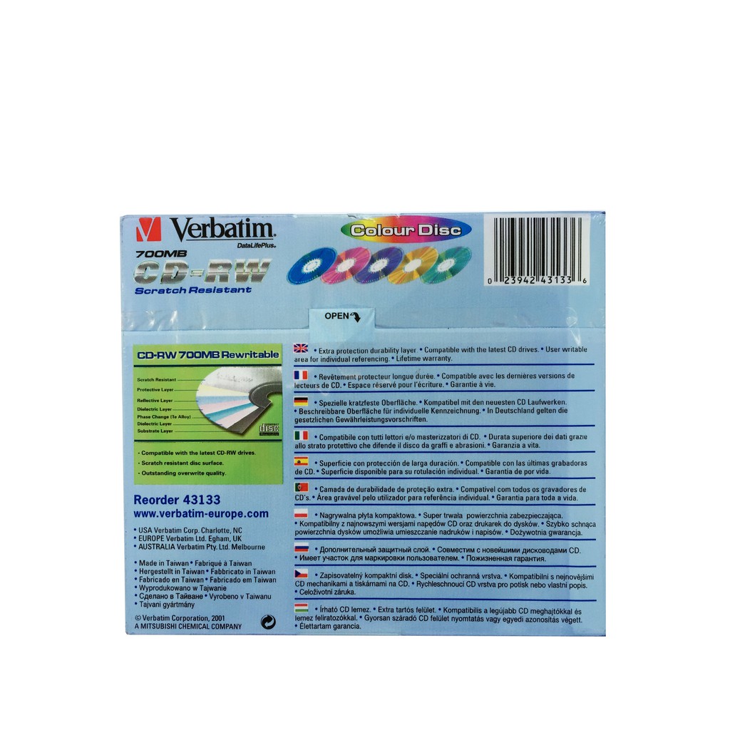 CDRW Verbatim 2x - 4x Single Pack isi 5