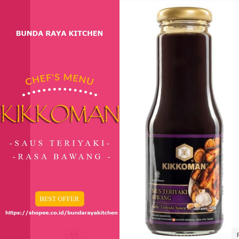 

Premium Sous/TERIYAKI Sauce RASA BAWANG/Kikkoman/pack@300Gr/ENAK GESS!
