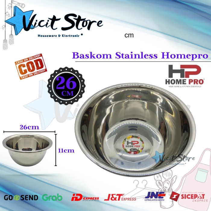 Baskom Stainless Tebal Homepro 26cm / Baskom Dalam Merk Homepro 26cm