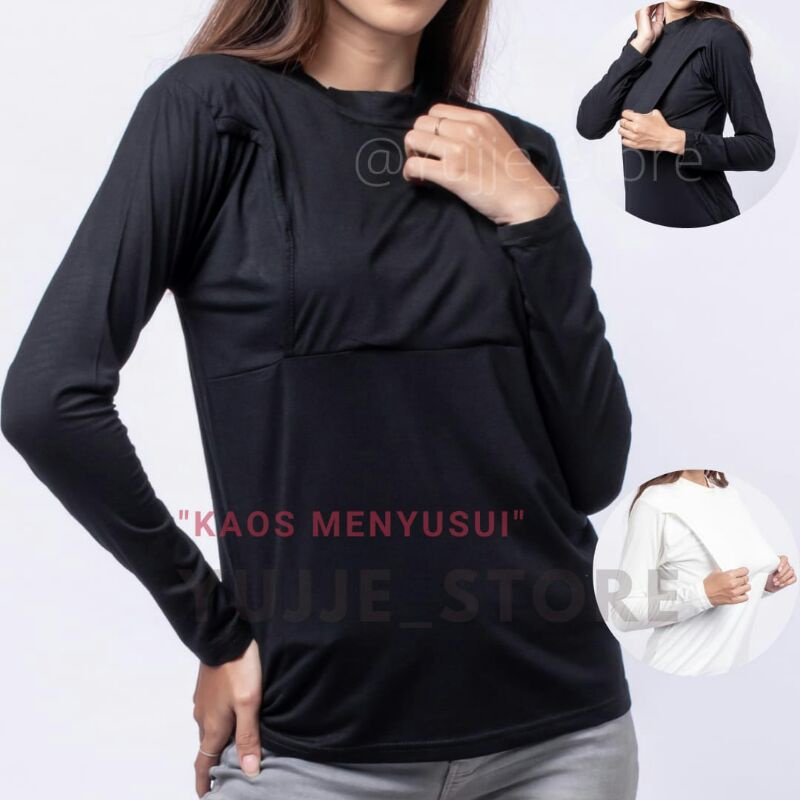 BAJU MENYUSUI BUSUI LENGAN PANJANG | KAOS MENYUSUI BUKAAN SAMPING KANAN KIRI | MANSET BUSUI | KAOS B