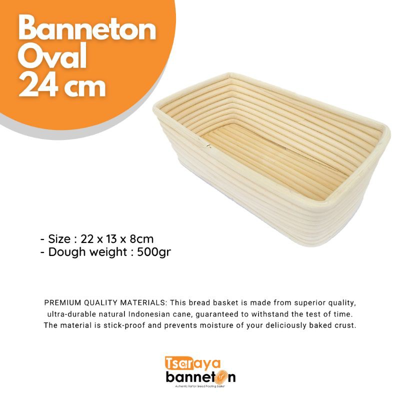 BANNETON RECT 24CM UNTUK 750G DOUGH | TSARAYA RATTAN