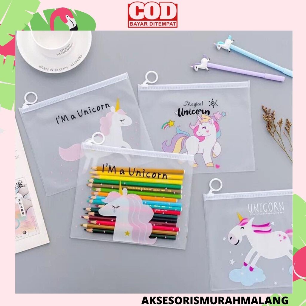 

TEMPAT PENSIL TRANSPARAN / ZIPPER BAG TRANSPARAN UNICORN / POUCH TRANSPARAN