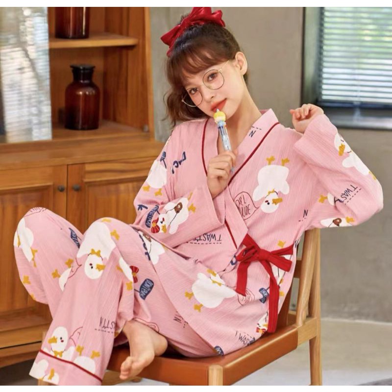baju tidur panjang panjang model kimono