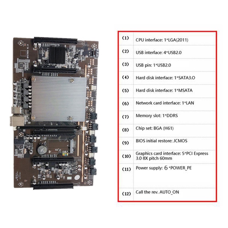 Btc Motherboard Btc79X5 V1.0 Lga 2011 Ddr3 Mendukung 32g 60mm Huite