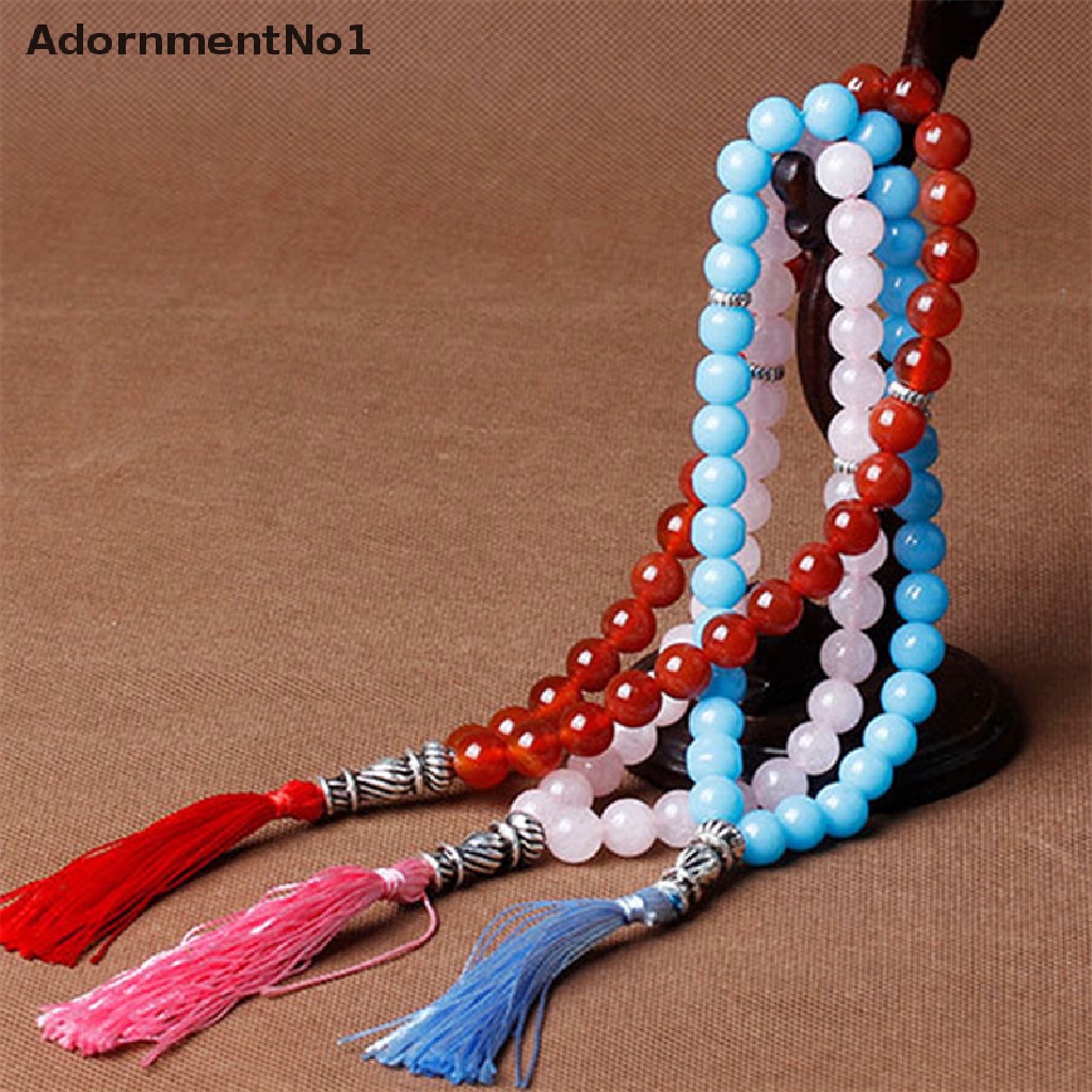 (AdornmentNo1) Gelang Tasbih Malachite 33 Manik-Manik Aksen Rumbai Untuk Umat Muslim