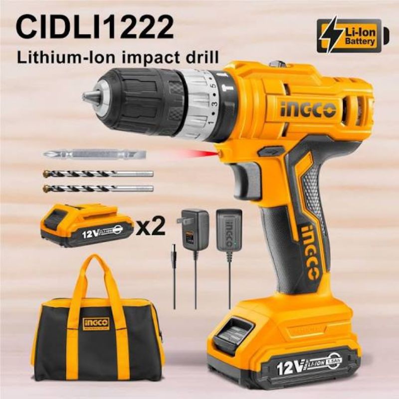 Mesin Bor Impact Cordless 12v INGCO CIDLI1222 Ingco