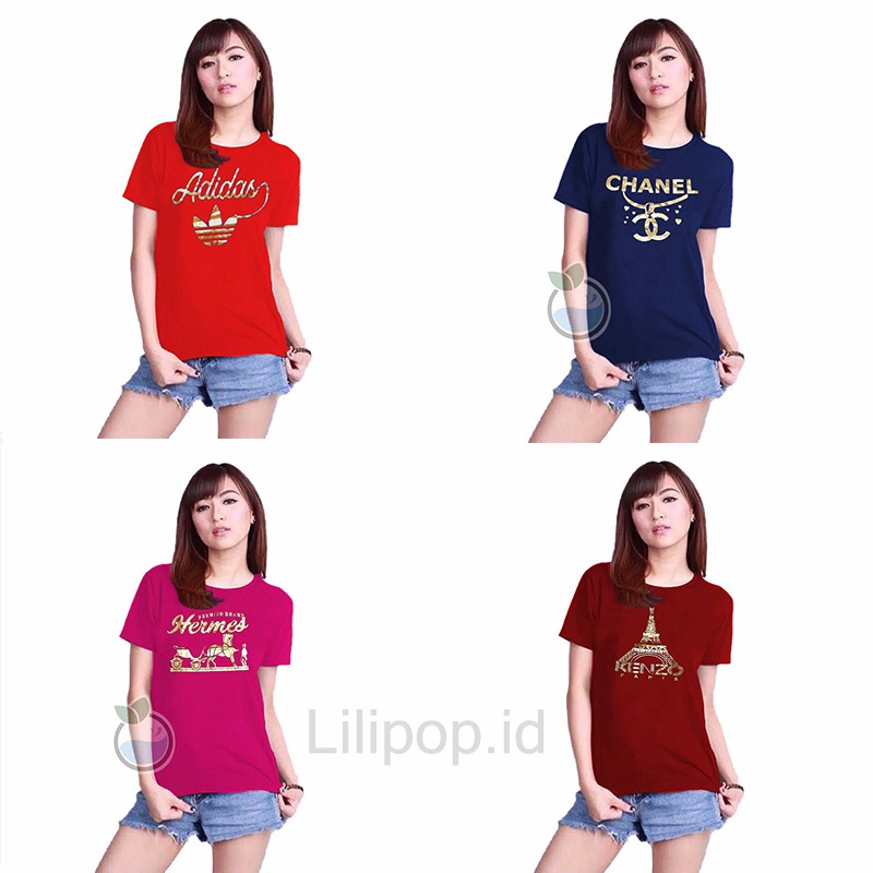 Kaos Polos Wanita Pendek Tshirt Distro O Neck Oversize Paket Hemat Lilipop