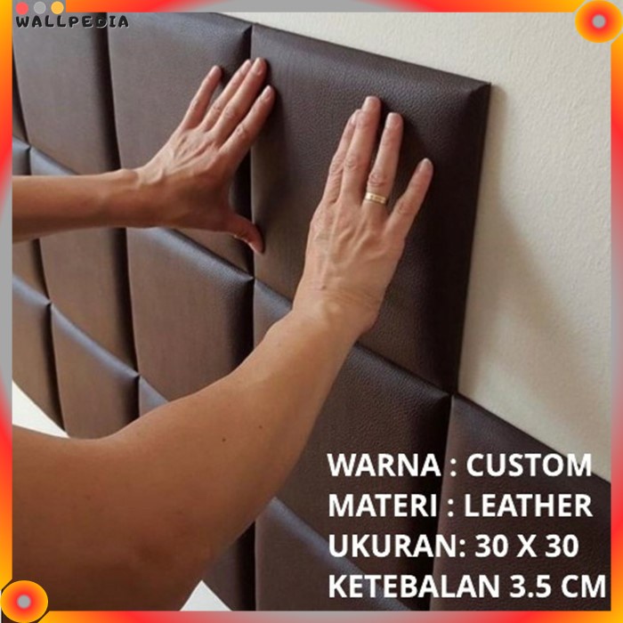 WALLPEDIA HeadBoard Panel LEATHER Solid Soft Pack Bed Wall Panel 3D Sticker Dinding