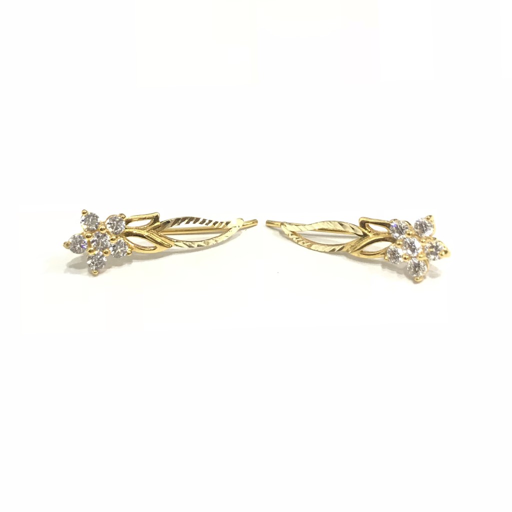 Anting Jepit Kembang Feather (Emas Asli Kadar 700)