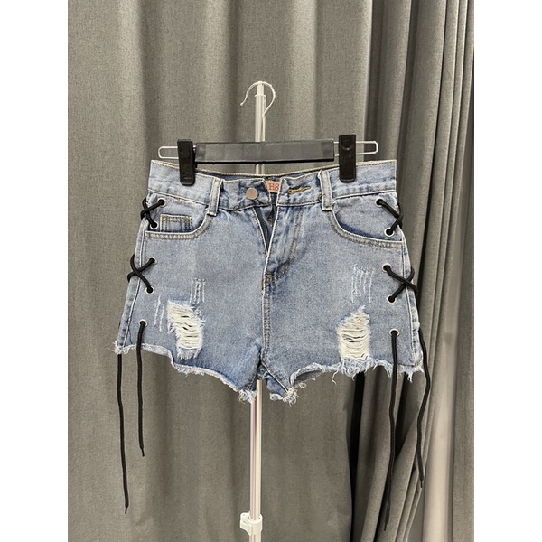Hotpants celana denim pendek bawahan wanita Jeans bertali Celana Jeans Pendek Wanita Bertali