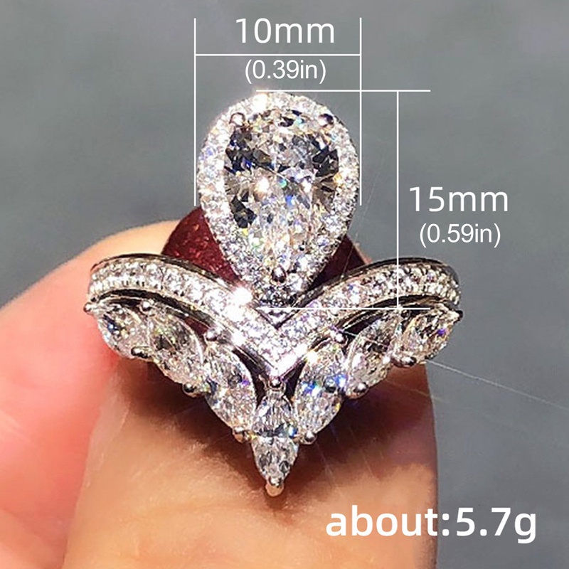 Cincin Berlian Bentuk Water Drop Pir Untuk Pesta Pernikahan