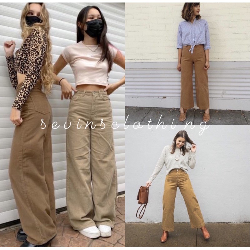 Update  Sevins - celana panjang highwaist kulot jeans army coklat/kulot jeans wanita