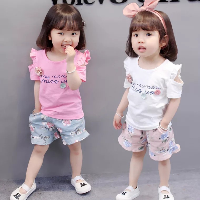 Setelan Baju Anak Perempuan Import | Set Kaos Anak Cewek / Kualitas Premium harga Murah [SG5]