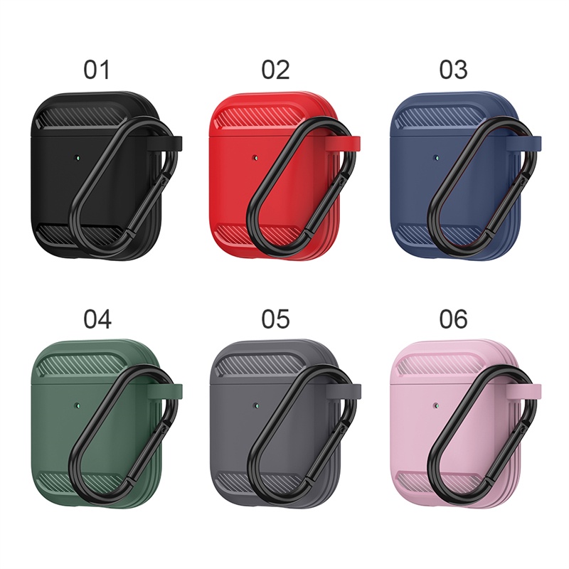 Tk Casing Tpu Apple Airpods 1 2 Shockproof Aksen Serat Karbon Lucu