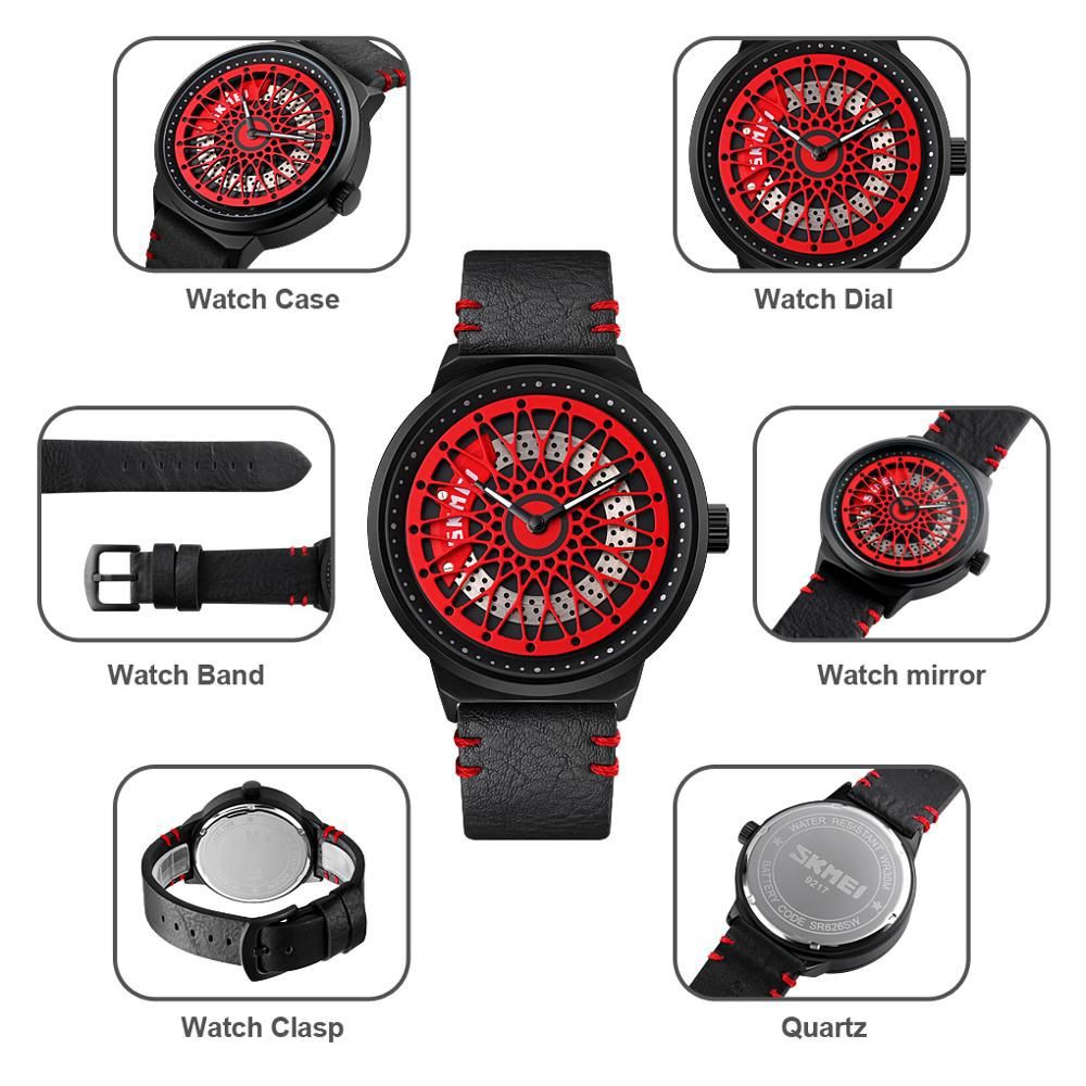 SKMEI 9217 Jam Tangan Pria Analog Tali Stainless Kulit WATCHKITE WKOS