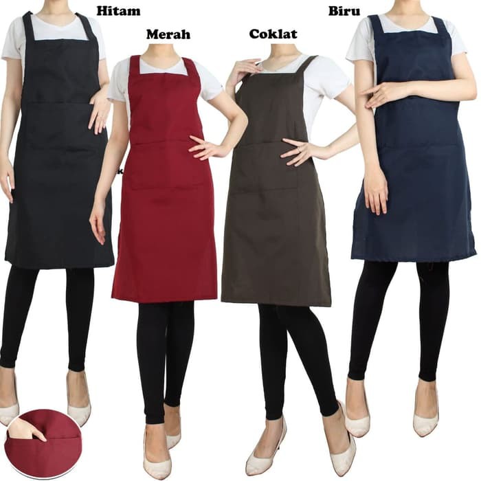 Apron Masak / Apron Barista / Celemek Masak / Apron Chef custom - Hitam
