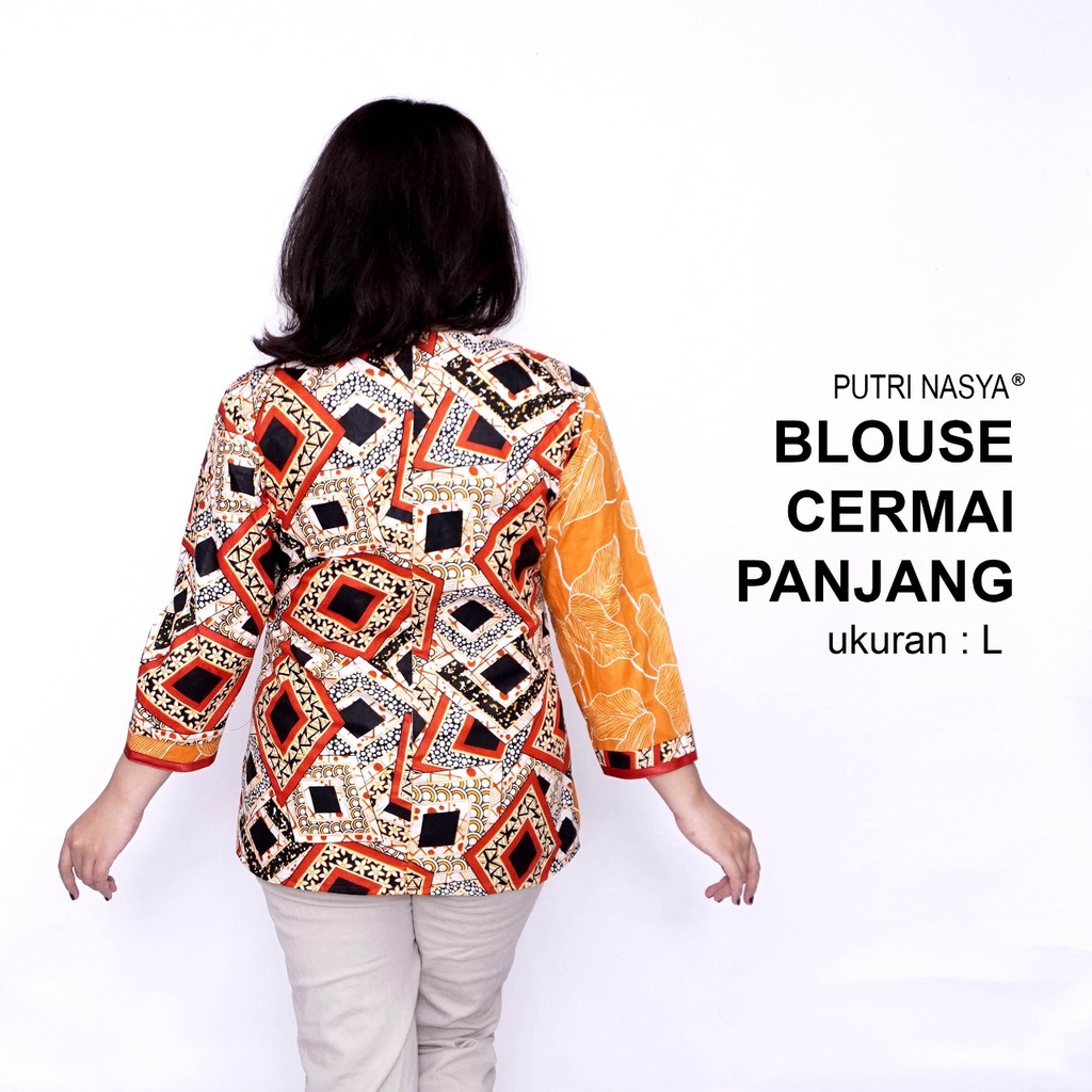 Blouse Batik Big Size Wanita Atasan Batik Jumbo LD 140 Pakaian Atasan Model Blus Pendek Jumbo Panjang Seragam Kerja Batik / Blus Kantor Formal S-M-L-XL-2L-3L-4L-5L-6L-7L / Atasan Batik Bigsize Model Terbaru / Pakaian Batik Kekinian Modern Big