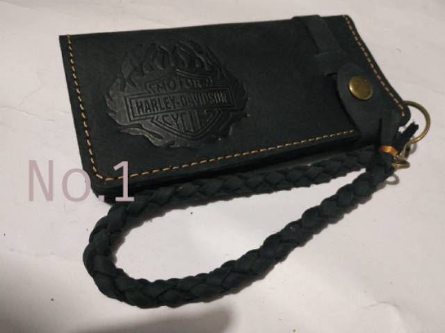 Dompet panjang kulit asli harley davidson mate black biker gear