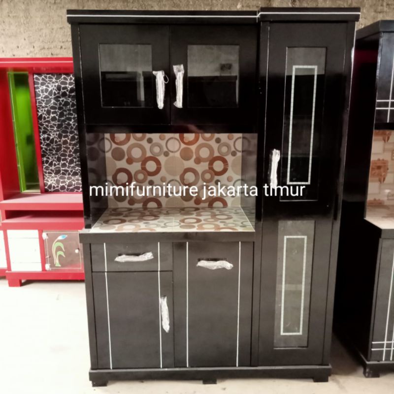 LEMARI SAYUR 3 PINTU DAN RAK PIRING MODEL KICHEN SET GENDONG