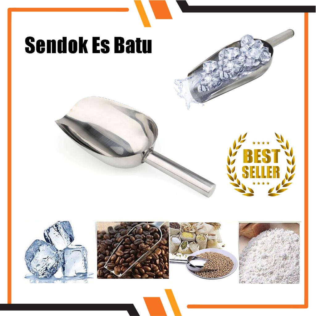 Sendok Sekop Tepung Gula Es Batu Stainless Steel Serok Es Batu