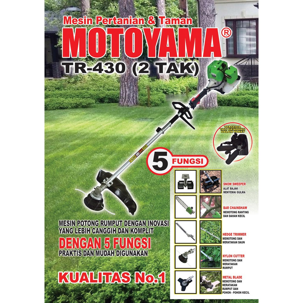 Mesin Pertanian Potong Rumput Motoyama TR 430 Dengan 5 Fungsi