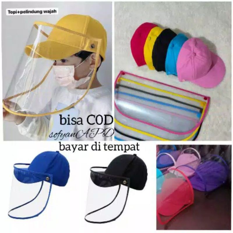 Pelindung wajah anak topi + Border nama