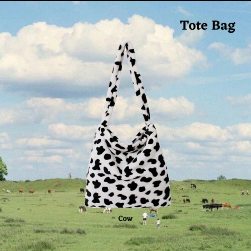 Tote Bag Bulu Wanita Motip Sapi Loreng Zebra