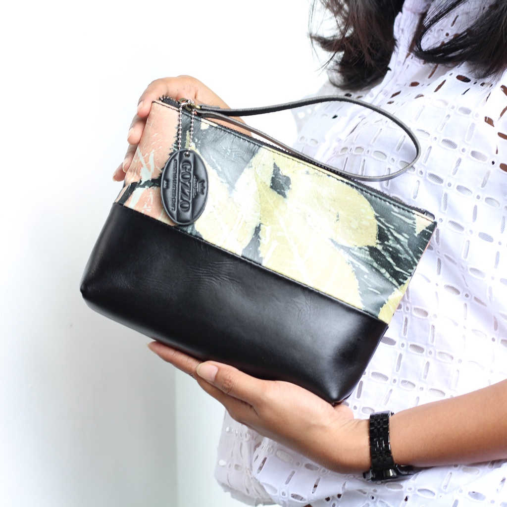 CLUTCH WANITA KULIT ASLI NATASHA KULIT ECOPRINT /  FREE UKIR NAMA