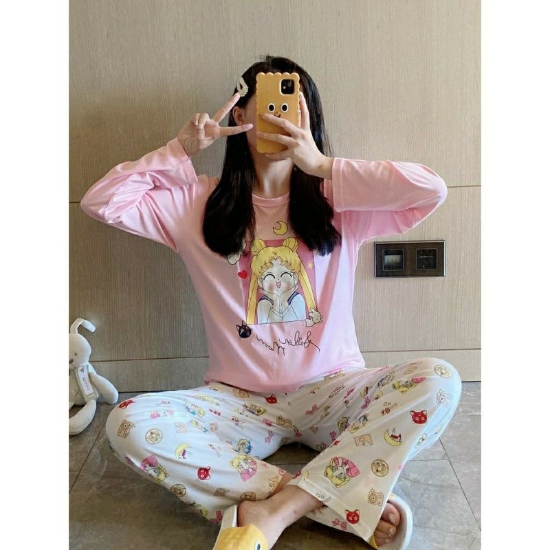 Piyama 341 Import Baju Tidur Sailor Moon Usagi Sailormoon Panjang Anak Perempuan Remaja Wanita