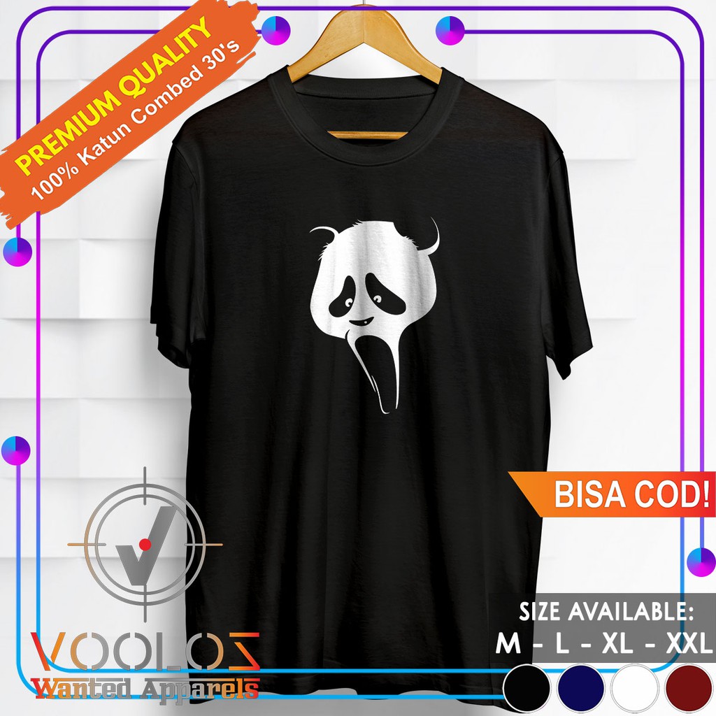 Kaos Plesetan Scream Movie Baju Distro Pria Branded Original Tshirt Cowok Kekinian Scream Panda
